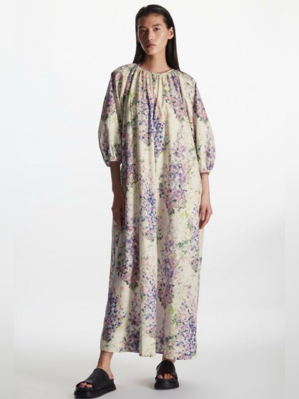 🪻COS TIE WAIST FLORAL PRINT CORTON DRESS🪻